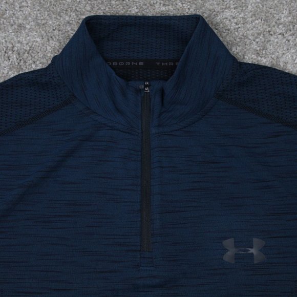 Under Armour Threadborne Sweatshirt Mens Small Blue 1/4 Zip Fitted L/S Pullover - Picture 4 of 8